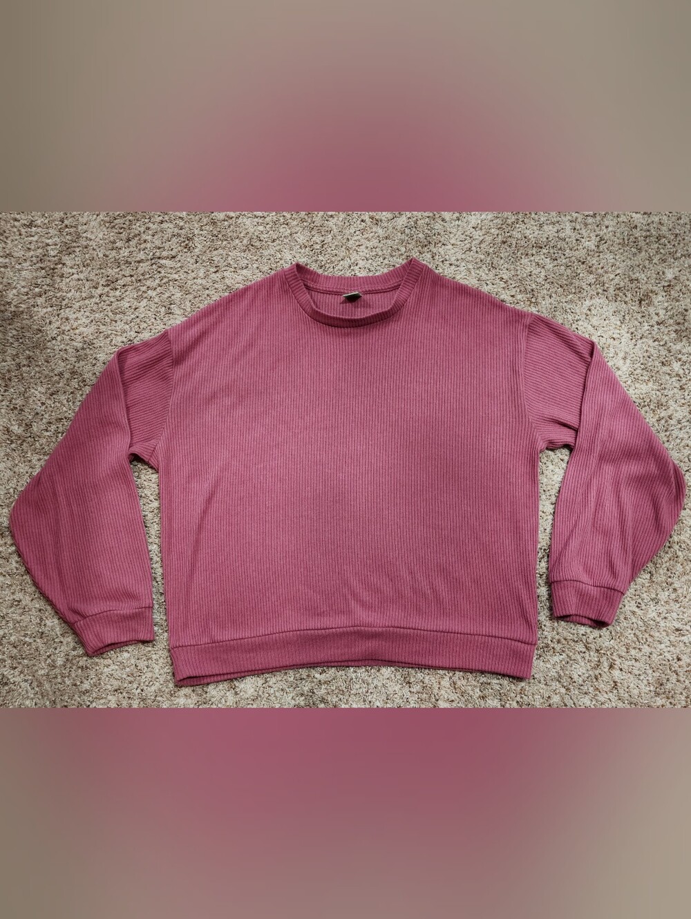 Honeydew Dusty Rose Ribbed Crewneck Knit Lounge Pullover Top Medium